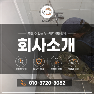 동작구부터 경기도까지 누수 해결의 종결자 개코누수탐지를 소개합니다