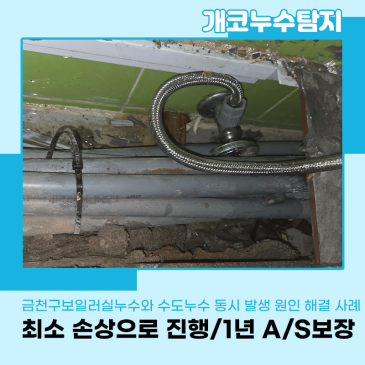 금천구보일러실누수와 수도누수 동시 발생 원인 해결 사례